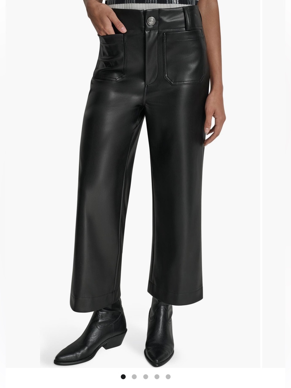 Black Faux Leather Wide Leg Pants